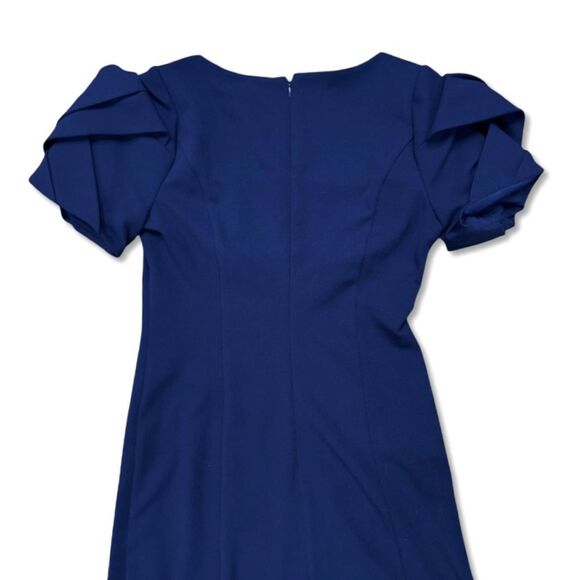 NWT Belle Badgley Mischka Puff Sleeve Gown in Navy Blue - Picture 7 of 15